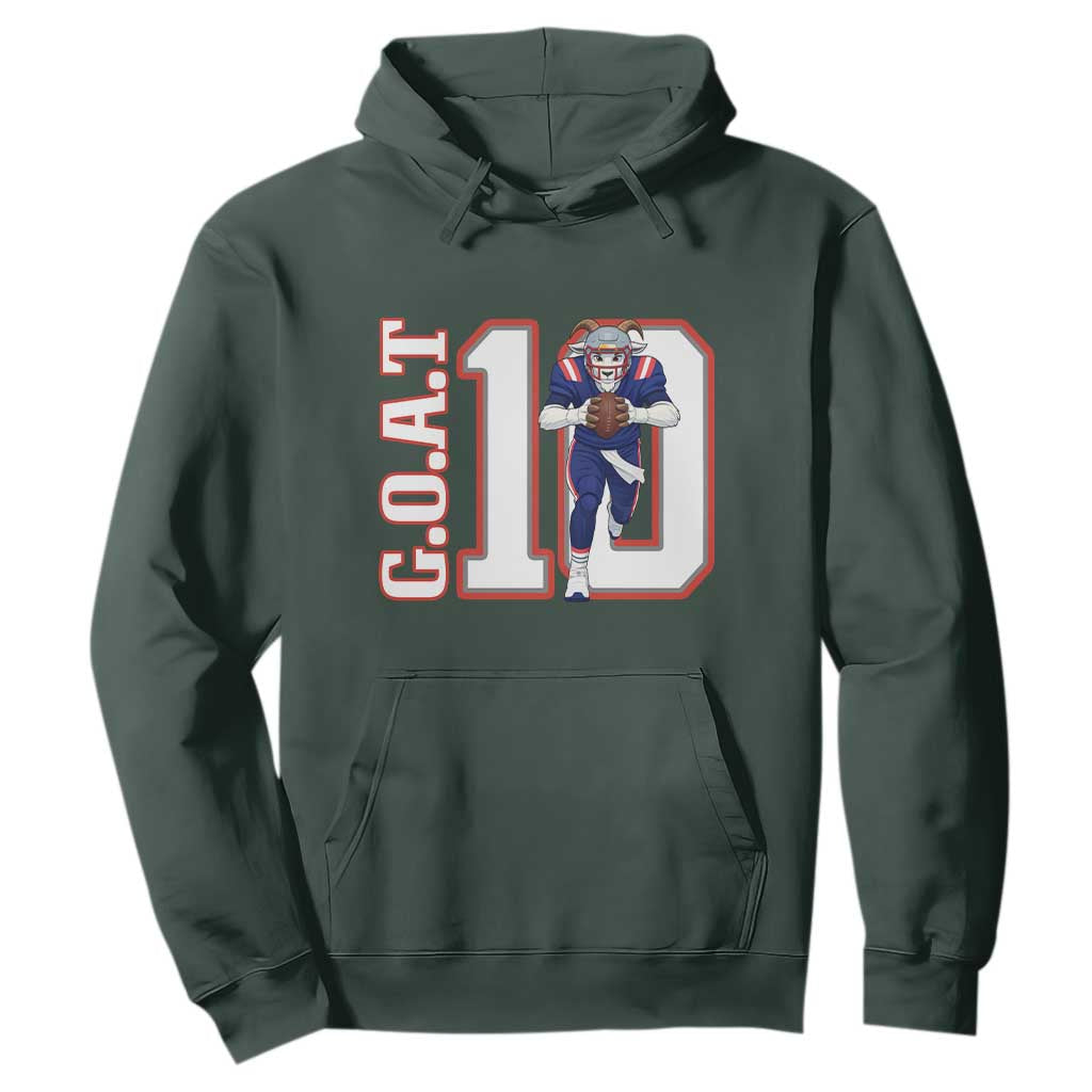Number Ten Football Quarterback Fan Hoodie TS12 Dark Forest Green Print Your Wear
