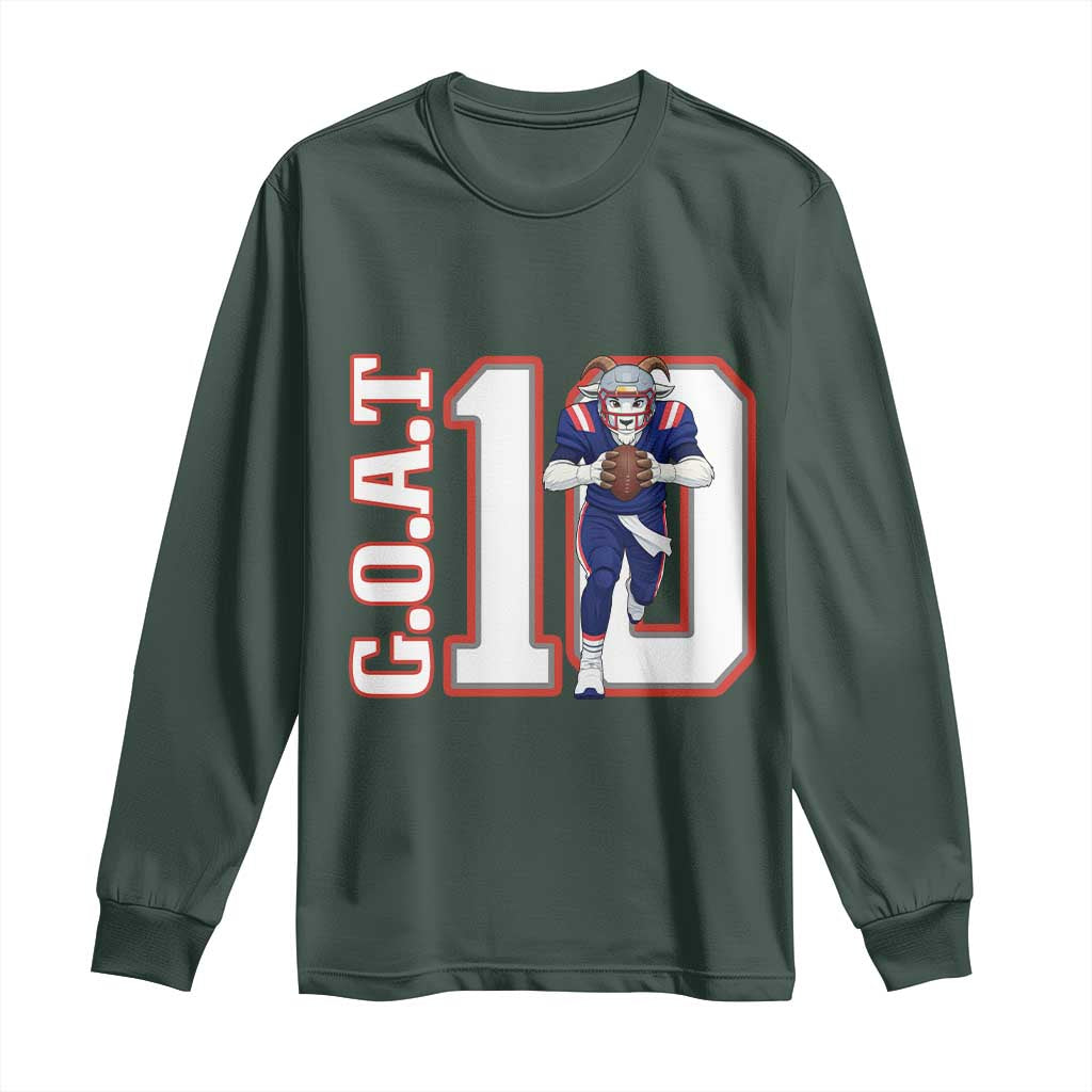 Number Ten Football Quarterback Fan Long Sleeve Shirt TS12 Dark Forest Green Print Your Wear