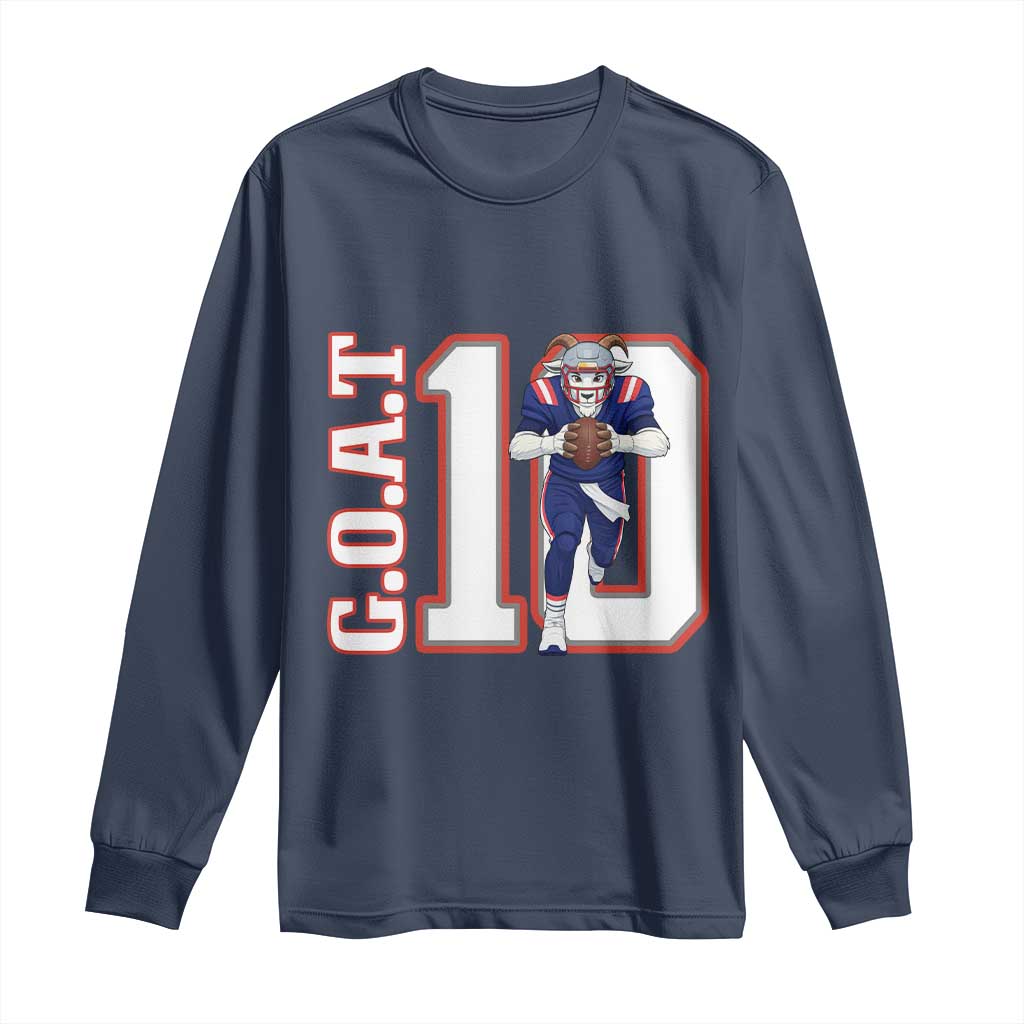 Number Ten Football Quarterback Fan Long Sleeve Shirt TS12 Navy Print Your Wear