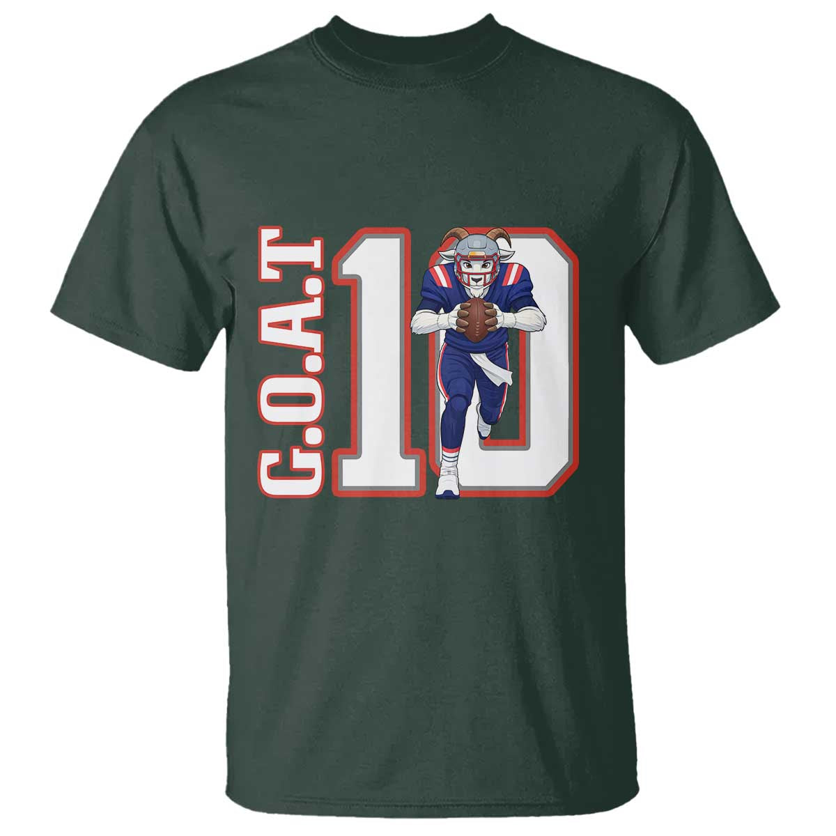 Number Ten Football Quarterback Fan T Shirt TS12 Dark Forest Green Print Your Wear