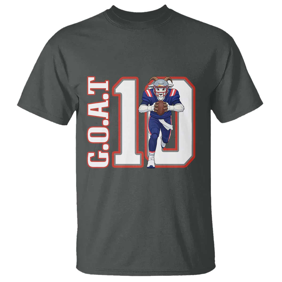 Number Ten Football Quarterback Fan T Shirt TS12 Dark Heather Print Your Wear