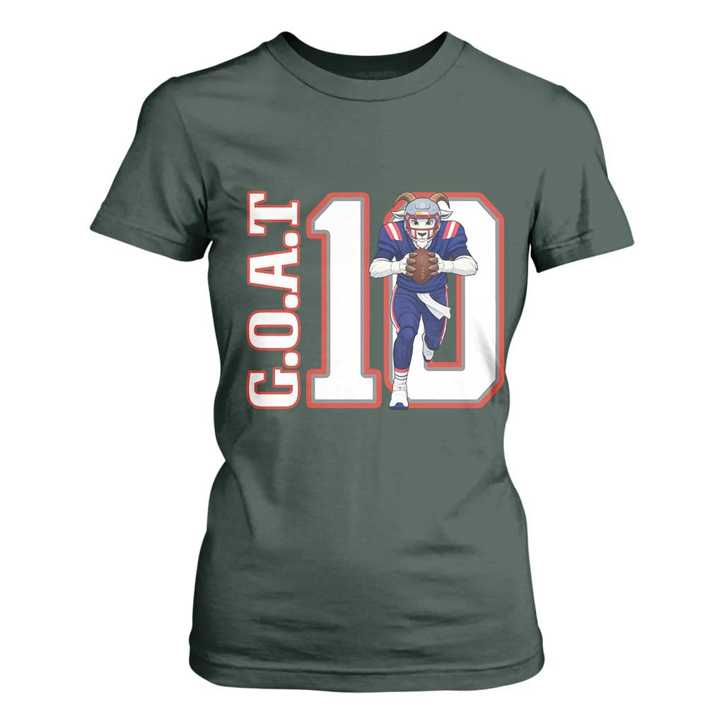 Number Ten Football Quarterback Fan T Shirt For Women TS12 Dark Forest Green Print Your Wear