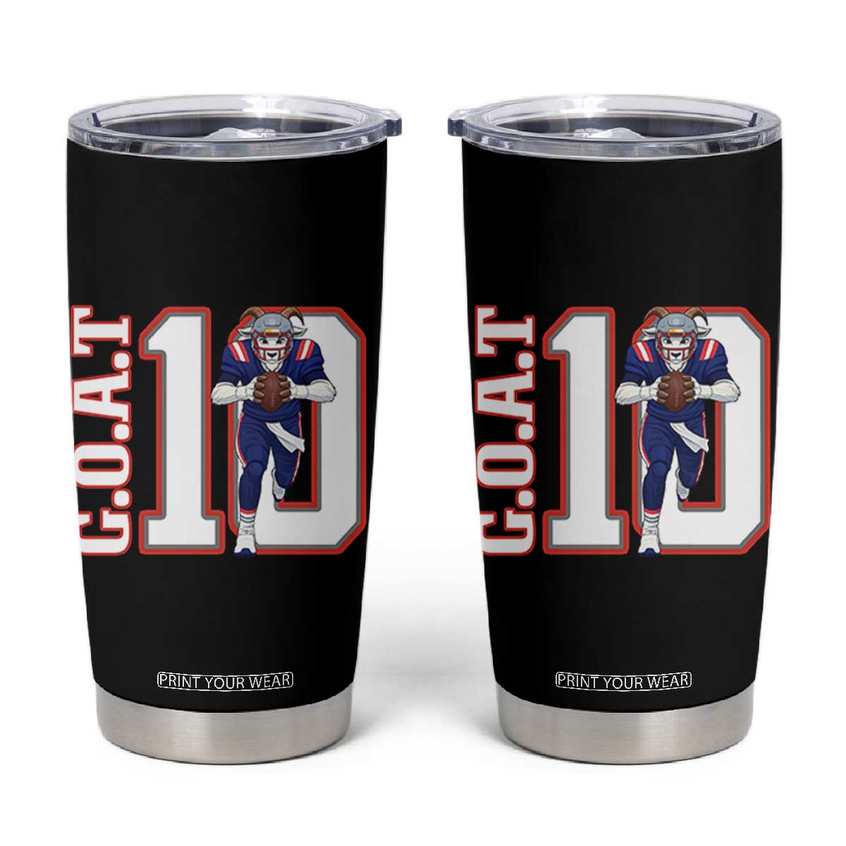 Number Ten Football Quarterback Fan Tumbler Cup TS12 Black Print Your Wear