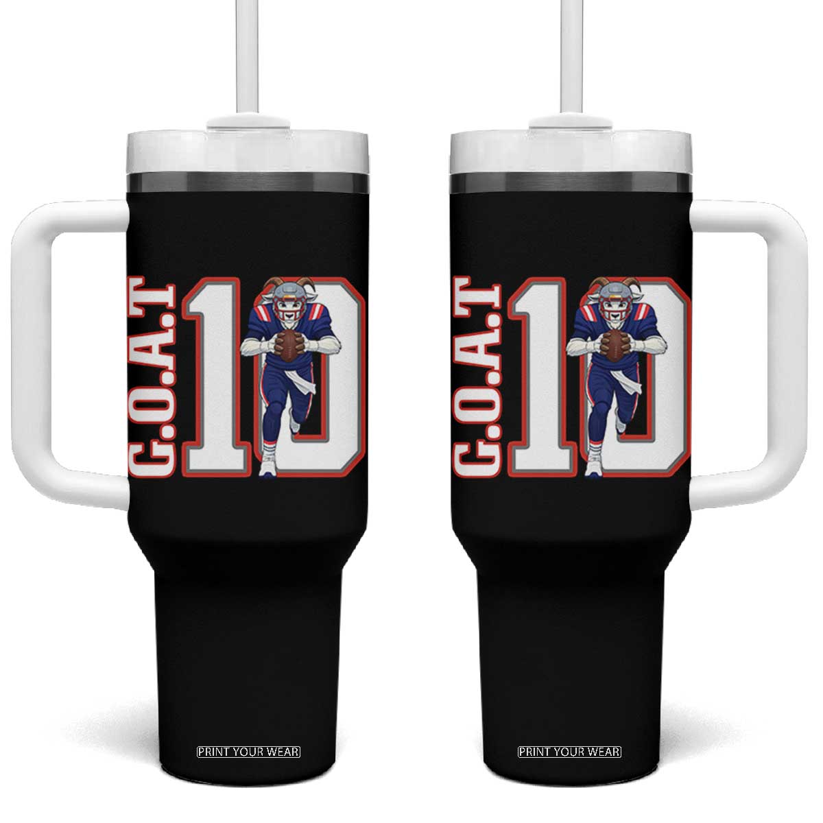 Number Ten Football Quarterback Fan Tumbler With Handle TS12 One Size: 40 oz Black Print Your Wear