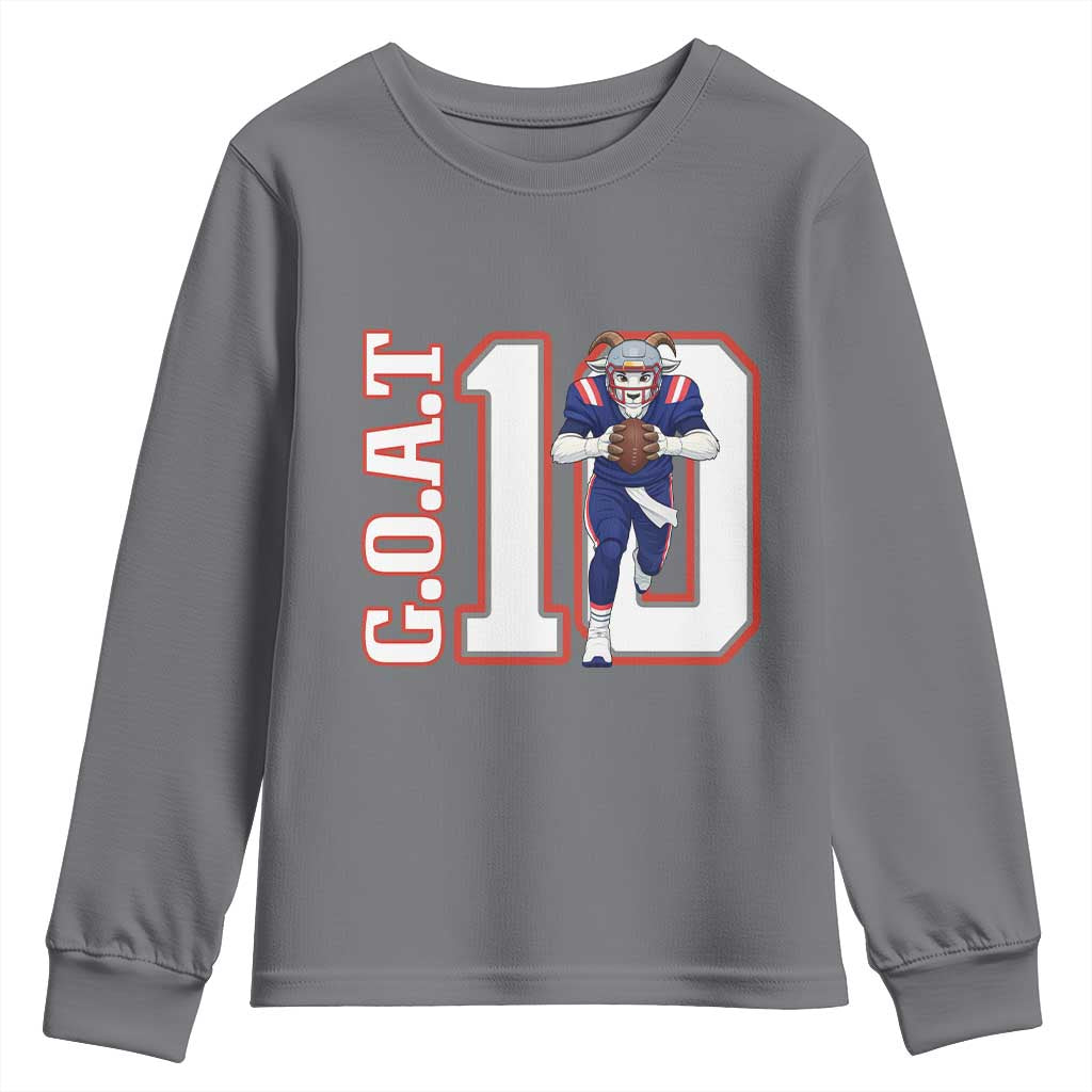 Number Ten Football Quarterback Fan Youth Sweatshirt TS12 Charcoal Print Your Wear