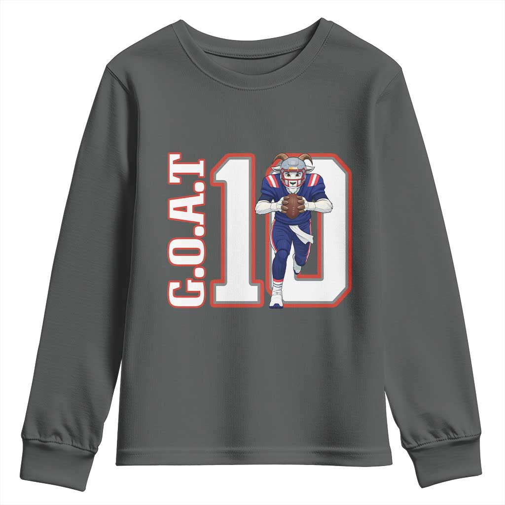 Number Ten Football Quarterback Fan Youth Sweatshirt TS12 Dark Heather Print Your Wear