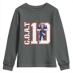 Number Ten Football Quarterback Fan Youth Sweatshirt TS12 Dark Heather Print Your Wear