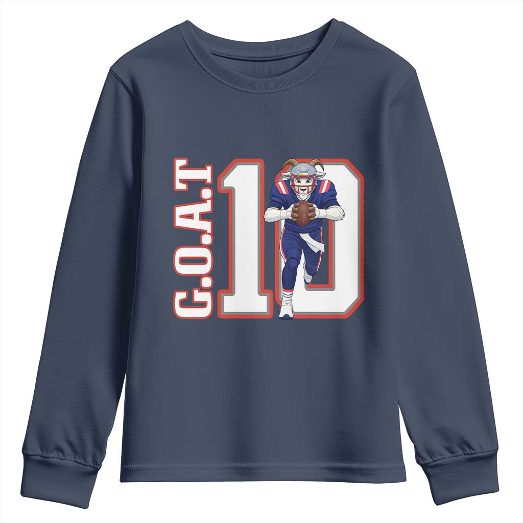 Number Ten Football Quarterback Fan Youth Sweatshirt TS12 Navy Print Your Wear