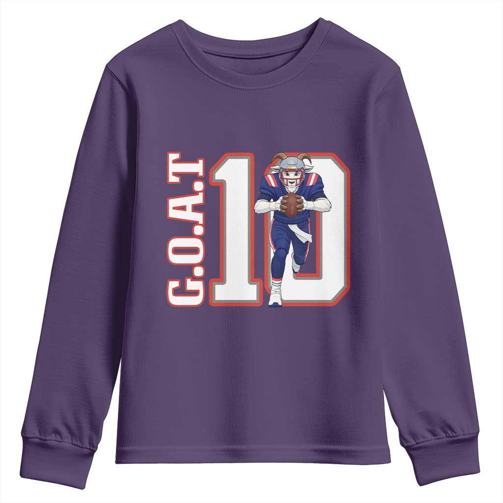 Number Ten Football Quarterback Fan Youth Sweatshirt TS12 Purple Print Your Wear