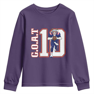 Number Ten Football Quarterback Fan Youth Sweatshirt TS12 Purple Print Your Wear