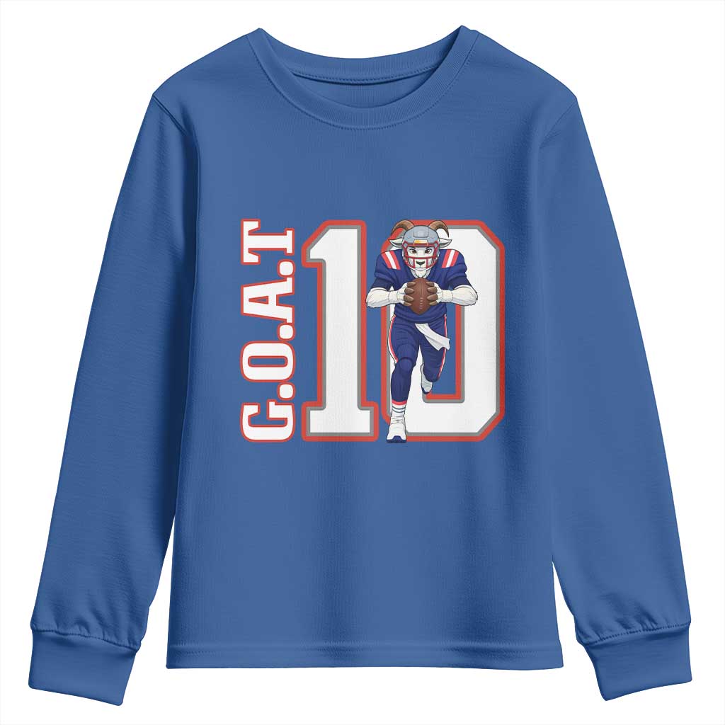 Number Ten Football Quarterback Fan Youth Sweatshirt TS12 Royal Blue Print Your Wear
