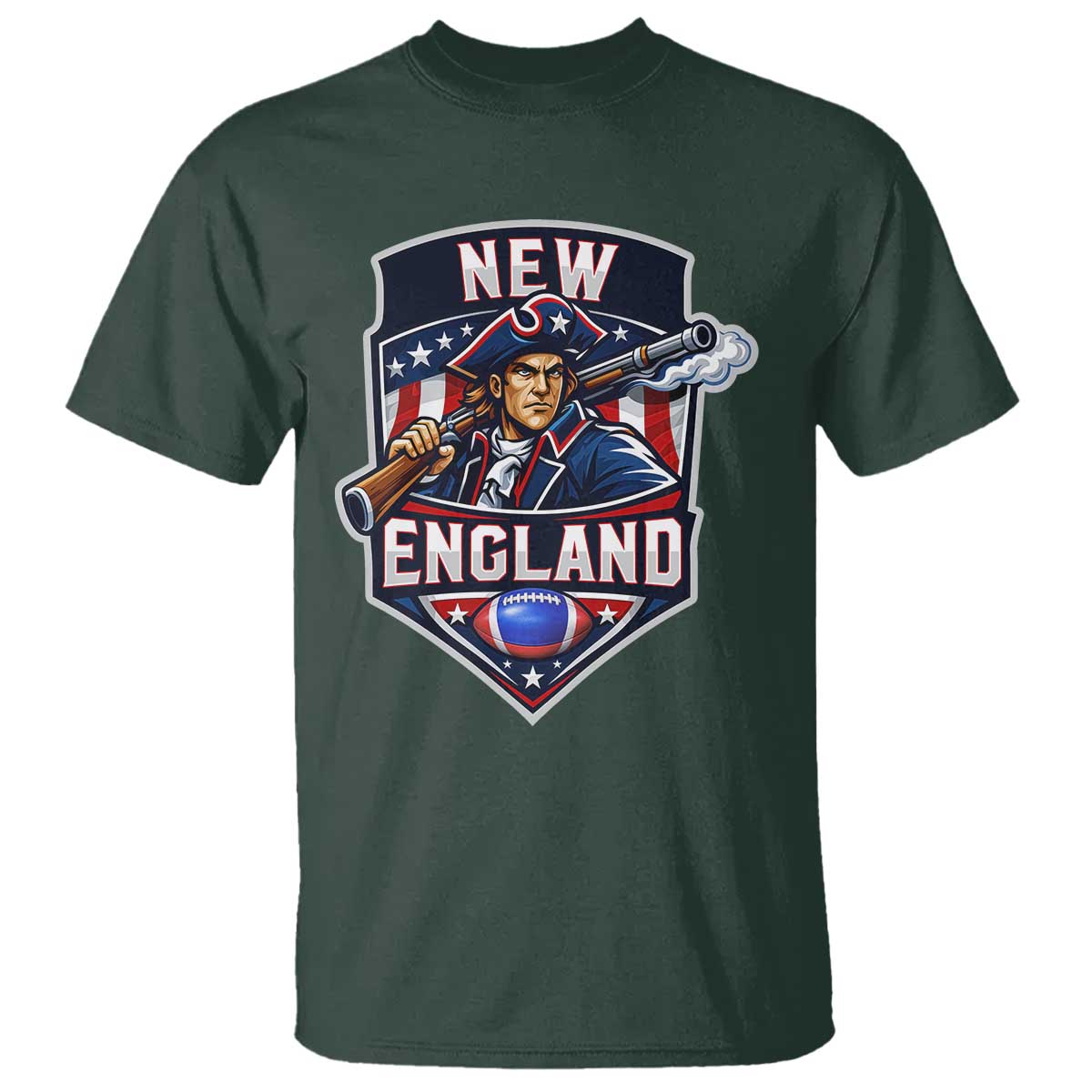 Red Blue White Sport Fan T Shirt Football Lover Gift TS12 Dark Forest Green Print Your Wear
