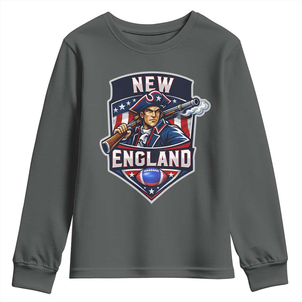 Red Blue White Sport Fan Youth Sweatshirt Football Lover Gift TS12 Dark Heather Print Your Wear