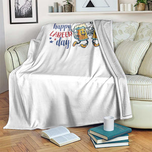 Happy Labeer Day Throw Blanket Funny Labor Day Beer Union Worker Humor