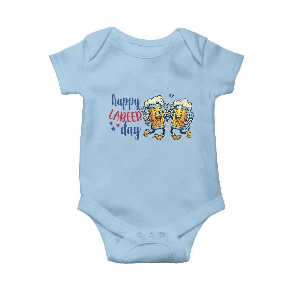 Happy Labeer Day Baby Onesie Funny Labor Day Beer Union Worker Humor TS12 Light Blue Print Your Wear