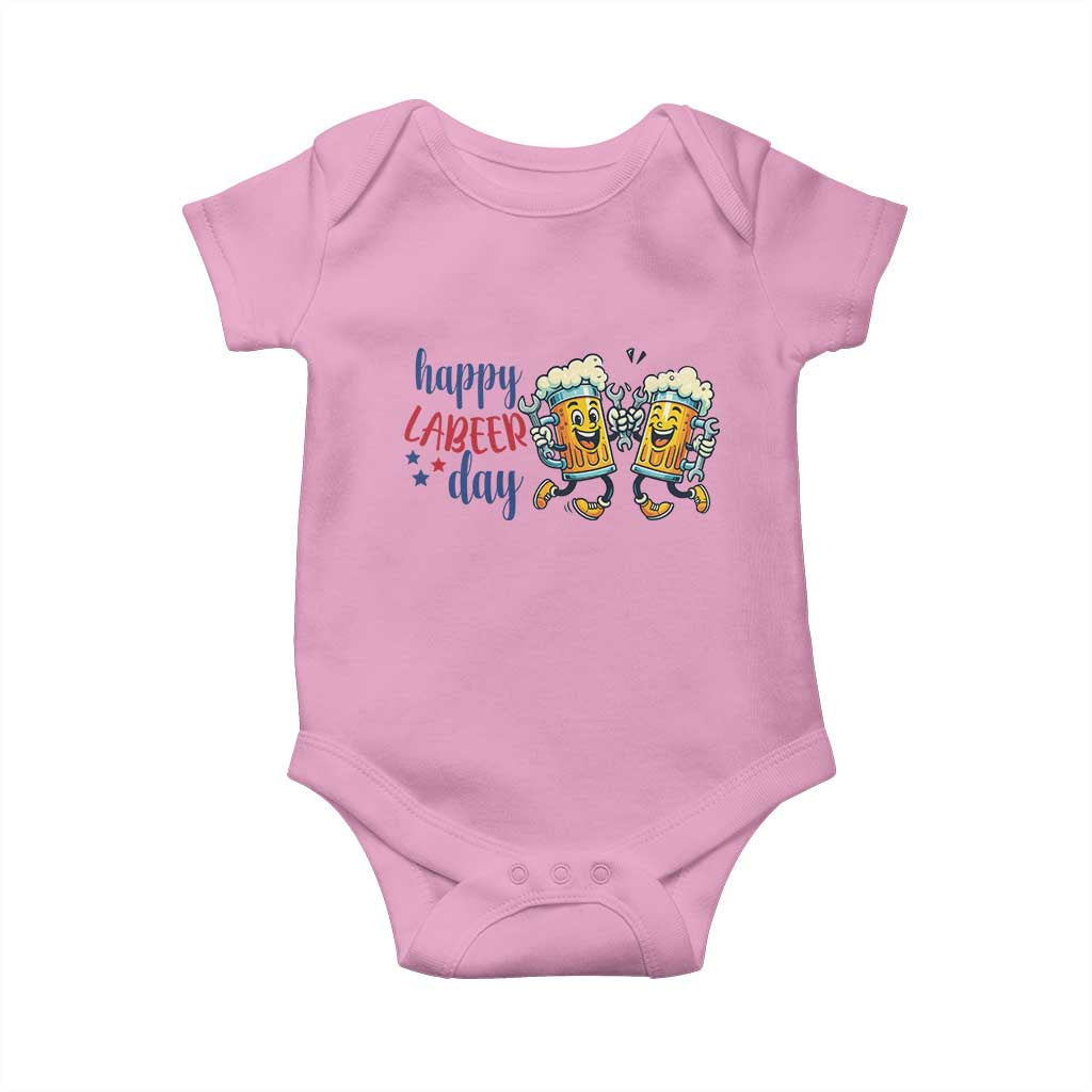 Happy Labeer Day Baby Onesie Funny Labor Day Beer Union Worker Humor TS12 Light Pink Print Your Wear