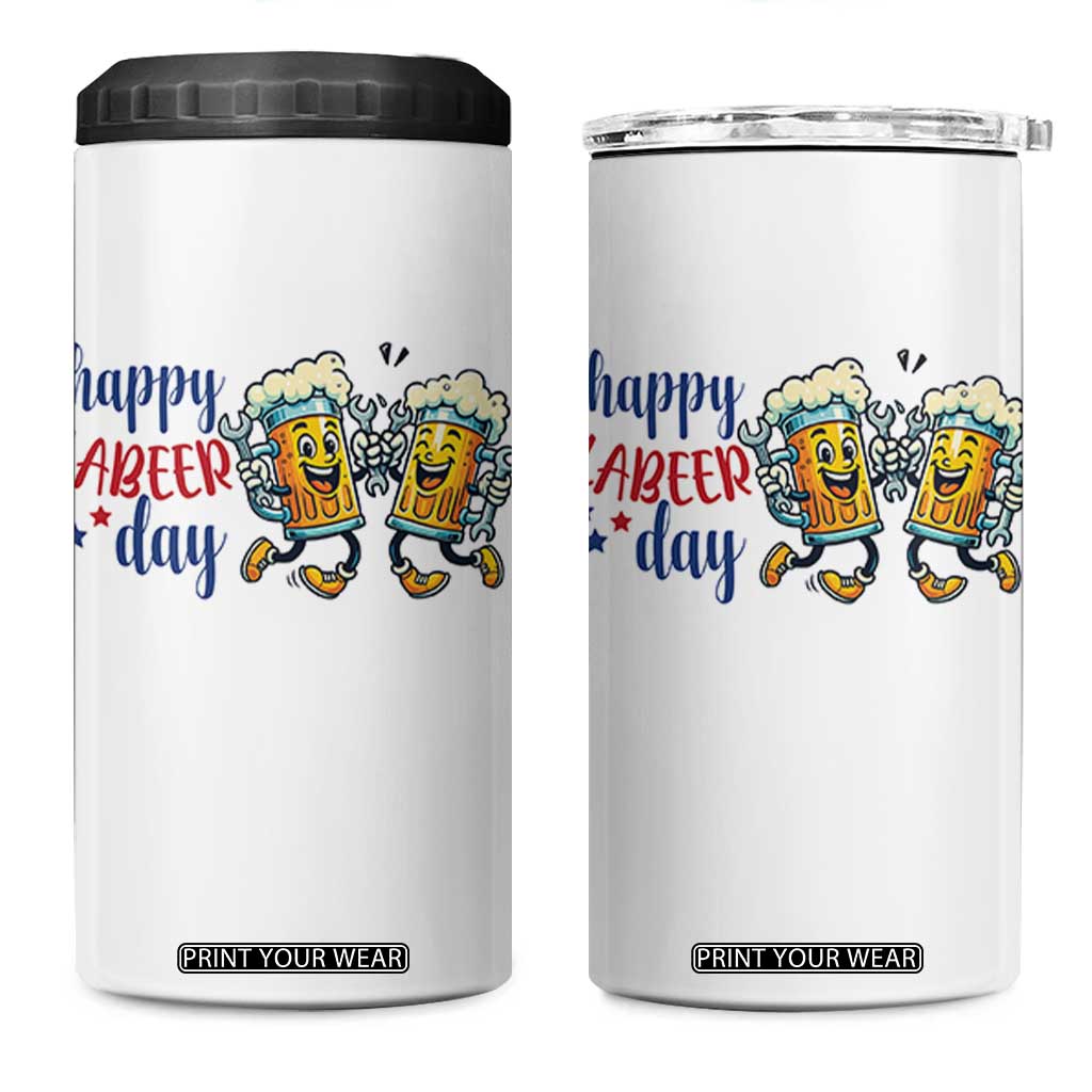 Happy Labeer Day 4 in 1 Can Cooler Tumbler Funny Labor Day Beer Union Worker Humor TS12 One Size: 16 oz White Print Your Wear