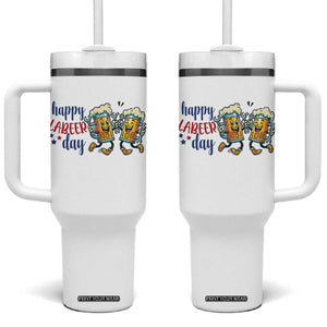 Happy Labeer Day Tumbler With Handle Funny Labor Day Beer Union Worker Humor