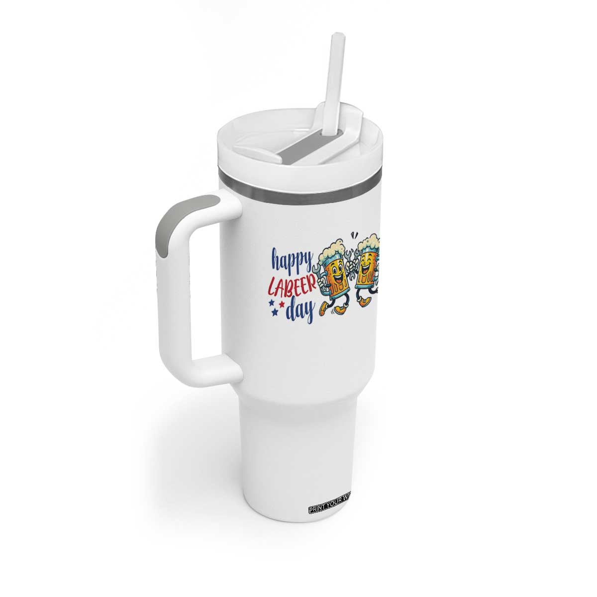 Happy Labeer Day Tumbler With Handle Funny Labor Day Beer Union Worker Humor