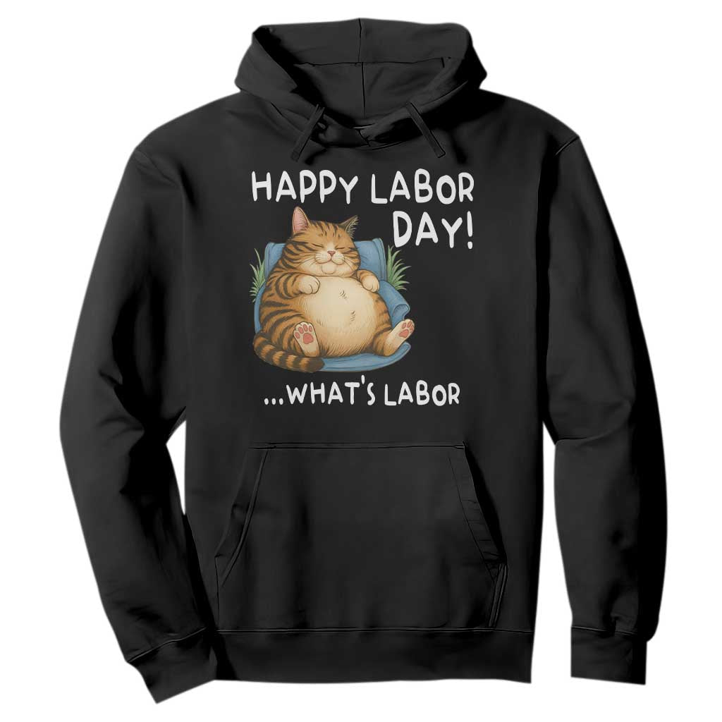 Funny Fat Cat Resting Lazy Cat Hoodie Happy Labor Day Whats Labor TS12 Black Print Your Wear