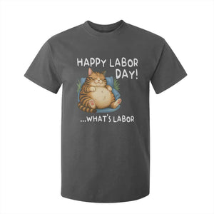 Funny Fat Cat Resting Lazy Cat T Shirt For Kid Happy Labor Day Whats Labor TS12 Dark Heather Print Your Wear