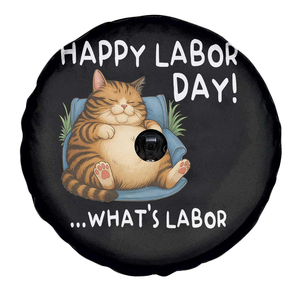 Funny Fat Cat Resting Lazy Cat Spare Tire Cover Happy Labor Day Whats Labor