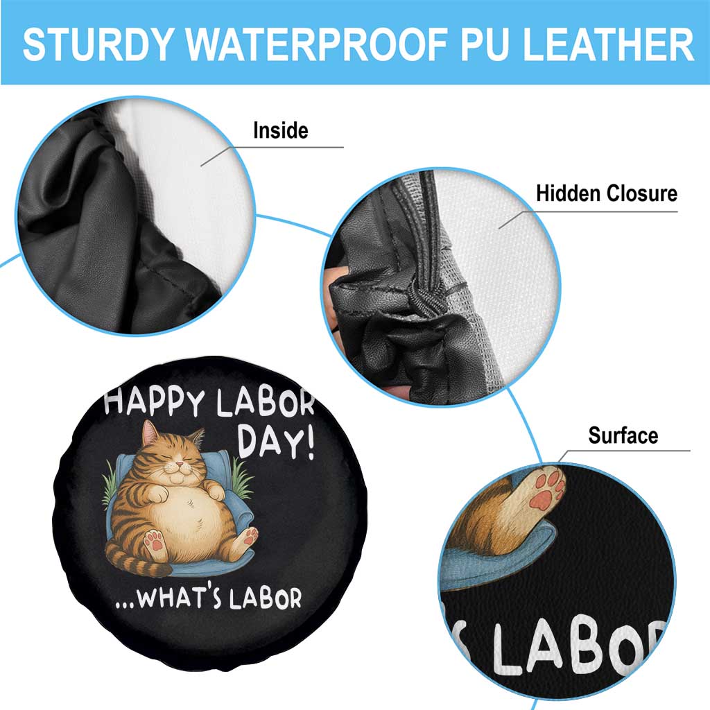Funny Fat Cat Resting Lazy Cat Spare Tire Cover Happy Labor Day Whats Labor