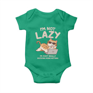 Funny Lazy Cat Baby Onesie I'm Not Lazy I'm Just Really Enjoying Doing Nothing TS12 Irish Green Print Your Wear