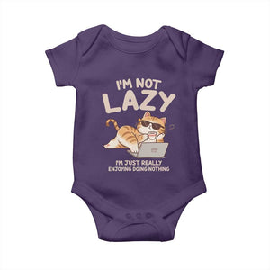 Funny Lazy Cat Baby Onesie I'm Not Lazy I'm Just Really Enjoying Doing Nothing TS12 Purple Print Your Wear