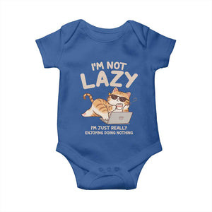 Funny Lazy Cat Baby Onesie I'm Not Lazy I'm Just Really Enjoying Doing Nothing TS12 Royal Blue Print Your Wear