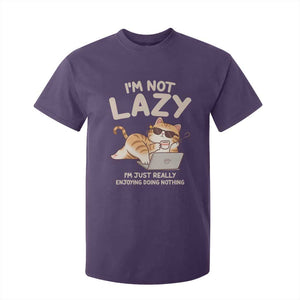 Funny Lazy Cat T Shirt For Kid I'm Not Lazy I'm Just Really Enjoying Doing Nothing TS12 Purple Print Your Wear