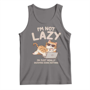 Funny Lazy Cat Tank Top I'm Not Lazy I'm Just Really Enjoying Doing Nothing TS12 Deep Heather Print Your Wear