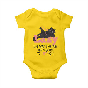 I Am Not Lazy I Am Waiting For Inspiration To Hit You Baby Onesie Black Lazy Cat TS12 Daisy Print Your Wear