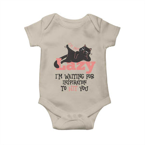 I Am Not Lazy I Am Waiting For Inspiration To Hit You Baby Onesie Black Lazy Cat TS12 Sand Print Your Wear