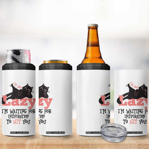 I Am Not Lazy I Am Waiting For Inspiration To Hit You 4 in 1 Can Cooler Tumbler Black Lazy Cat TS12 Print Your Wear