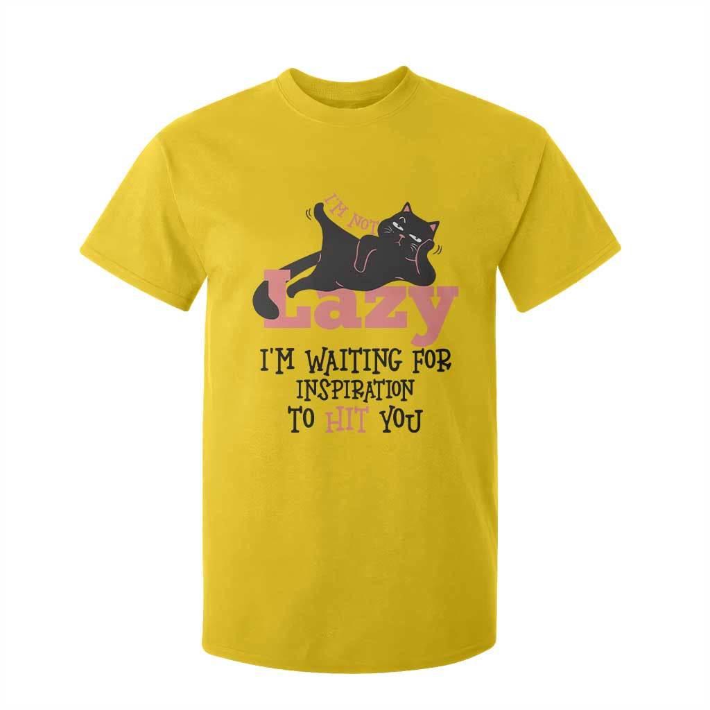 I Am Not Lazy I Am Waiting For Inspiration To Hit You T Shirt For Kid Black Lazy Cat TS12 Daisy Print Your Wear