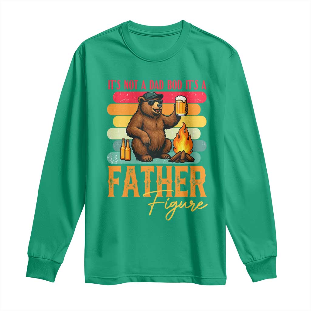 Funny Bear Dad Long Sleeve Shirt It Is Not A Dad Bod It Is A Father Figure TS12 Irish Green Print Your Wear
