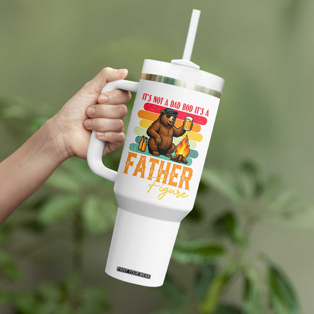 Funny Bear Dad Tumbler With Handle It Is Not A Dad Bod It Is A Father Figure TS12 Print Your Wear