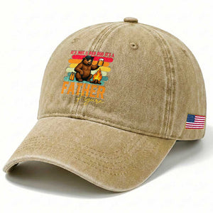 Funny Bear Dad Washed Cotton Baseball Cap It Is Not A Dad Bod It Is A Father Figure TS12 Print Your Wear