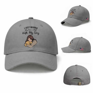Funny Dog Lover Baseball Cap I Just Wanna Stay Home With My Dog TS12 Baseball Cap Universal Fit Sport Gray Print Your Wear