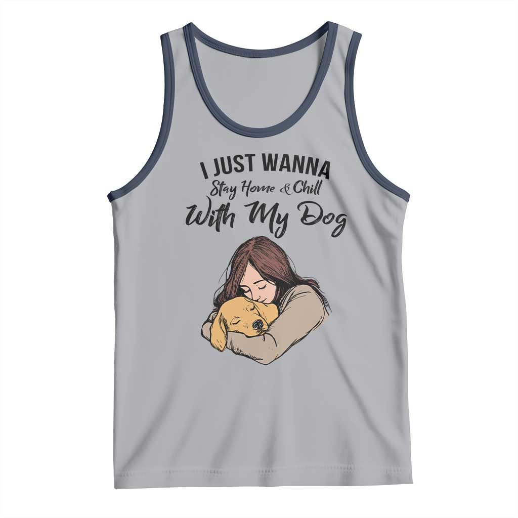 Funny Dog Lover Tank Top I Just Wanna Stay Home With My Dog TS12 Athletic Heather Navy Print Your Wear