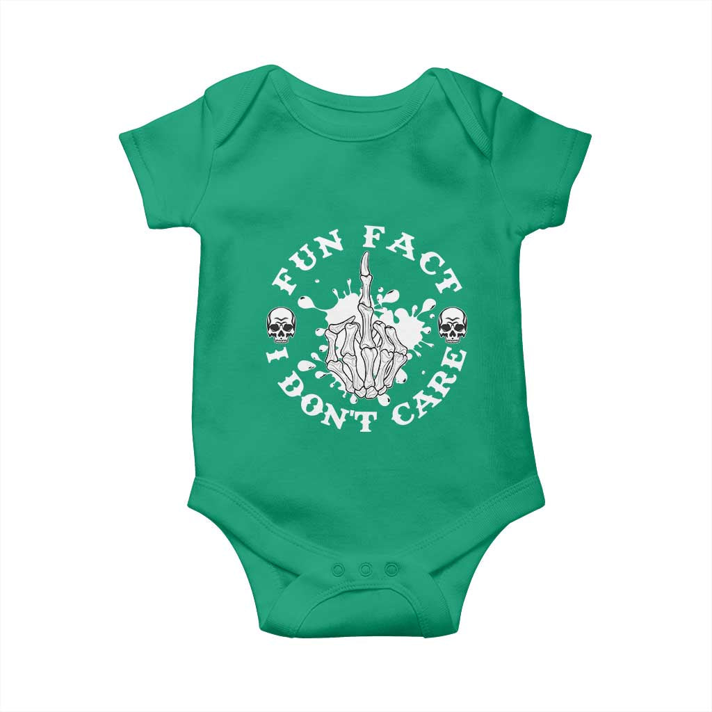 Dark Humor Skeleton Fun Fact I Do Not Care Vibe Baby Onesie TS12 Irish Green Print Your Wear