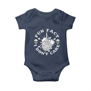 Dark Humor Skeleton Fun Fact I Do Not Care Vibe Baby Onesie TS12 Navy Print Your Wear