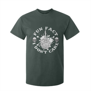 Dark Humor Skeleton Fun Fact I Do Not Care Vibe T Shirt For Kid TS12 Dark Forest Green Print Your Wear