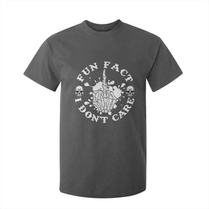Dark Humor Skeleton Fun Fact I Do Not Care Vibe T Shirt For Kid TS12 Dark Heather Print Your Wear