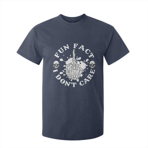 Dark Humor Skeleton Fun Fact I Do Not Care Vibe T Shirt For Kid TS12 Navy Print Your Wear