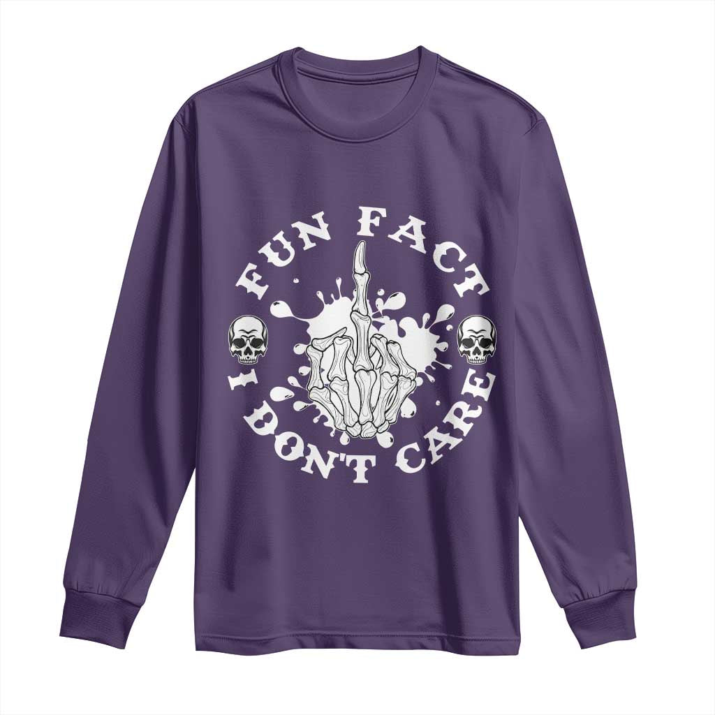 Dark Humor Skeleton Fun Fact I Do Not Care Vibe Long Sleeve Shirt TS12 Purple Print Your Wear