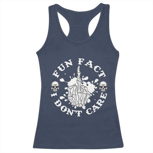 Dark Humor Skeleton Fun Fact I Do Not Care Vibe Racerback Tank Top TS12 Navy Print Your Wear