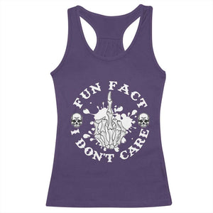 Dark Humor Skeleton Fun Fact I Do Not Care Vibe Racerback Tank Top TS12 Purple Print Your Wear