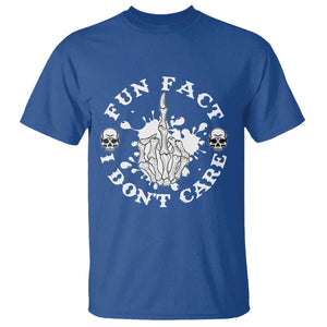 Dark Humor Skeleton Fun Fact I Do Not Care Vibe T Shirt TS12 Royal Blue Print Your Wear
